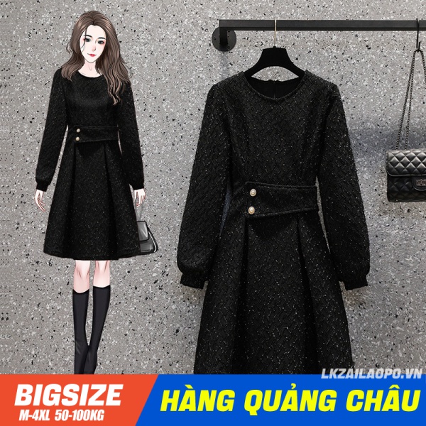 BIGSIZE nữ 45-100kg Váy Đầm thắt lưng Thắt Eo Thời Trang Phong Cách Hàn Quốc Sành Điệu - quảng châu cao cấp