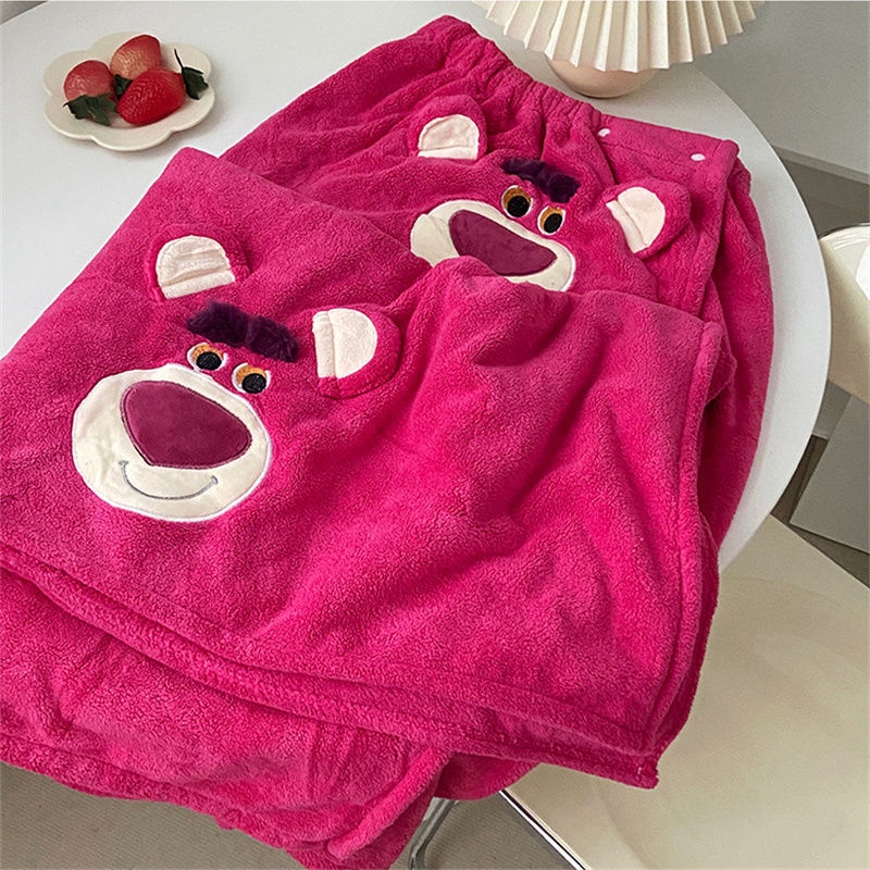 Khăn Tắm Dạng Váy Quấn Thấm Hút Nước Nhanh Khô Không Trơn Họa Tiết Gấu Dễ Thương Cho Nữ