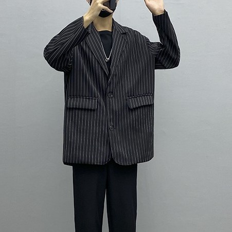 [HÌNH THẬT] Áo Khoác Vest Blazer Nam Nữ, Kẻ Sọc,Túi Nắp, Form Rộng 2 Lớp Phong Cách Hàn Quốc - BZ16 MrHero