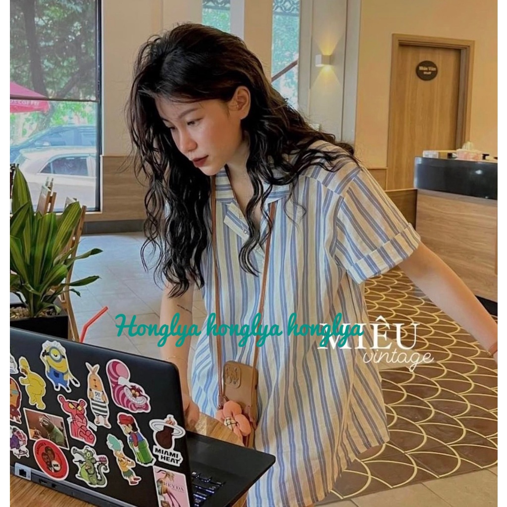 Sơ mi kẻ sọc ngắn tay hottrend mới