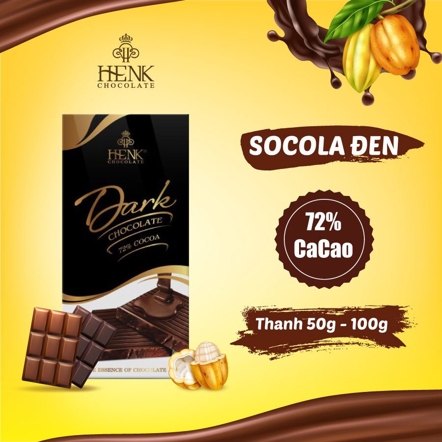 Socola đen 72% thanh 50g và 100g