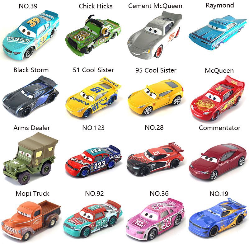 Mô Hình Xe Đua Trong Phim Hoạt Hình Disney McQueen King 3 Mater Jackson Storm Ramirez tỉ lệ 1: 55 sáng tạo