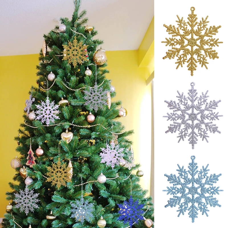 Set 5 bông tuyết nhựa treo trang trí cây thông noel 10cm