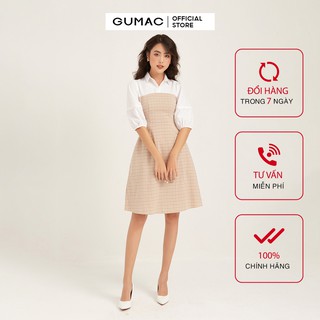 Đầm nữ ôm GUMAC tay lỡ, màu caro đủ size DB188