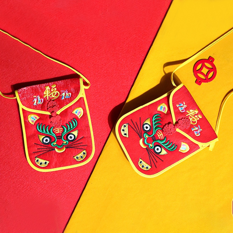 Túi đựng bao lì xì họa tiết con hổ hoạt hình phong cách năm mới 2022 thời trang mùa xuân dành cho trẻ em