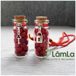 Chai Thuỷ Tinh Trang Trí Nút Gỗ Ép 5ml 10ml | Đựng hạt đá phong thuỷ , quà tặng , giấy điều ước