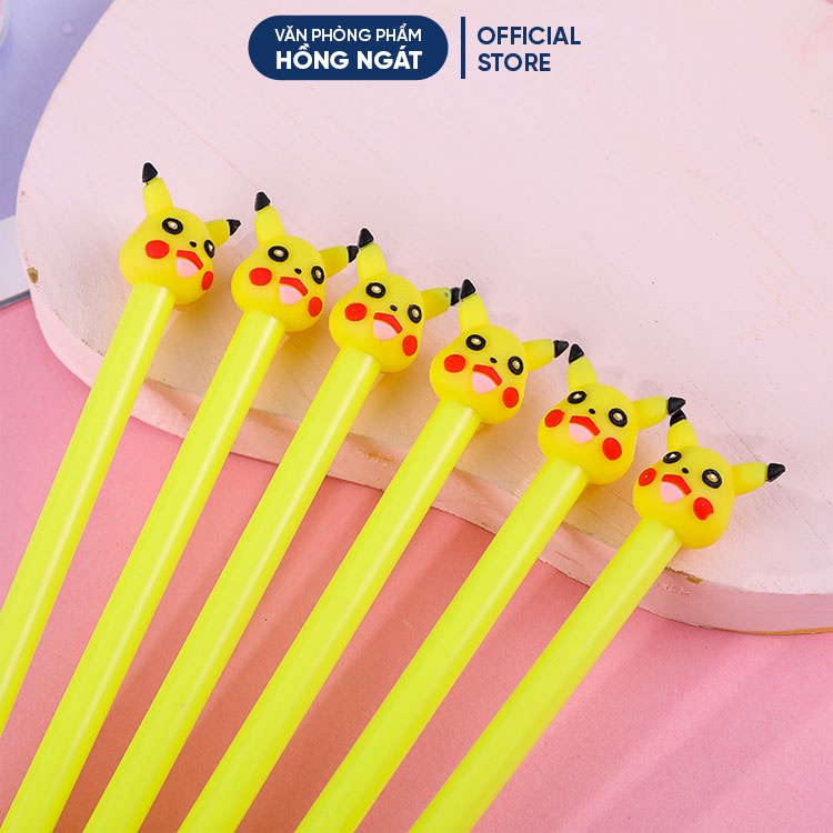 Bút bi cute pikachu, bút bi nước mực gel đen ngòi 0.5mm nhiều màu dễ thương đồ dùng học tập văn phòng phẩm B28