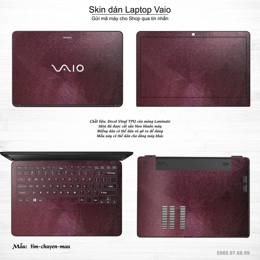 Skin dán Laptop Sony Vaio in màu tím chuyển màu (inbox mã máy cho Shop)