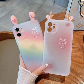 Ốp điện thoại mềm hình tai thỏ/ sừng hươu 3D thích hợp cho Iphone 11 12 Pro Max Xs Xr 7 8 Plus Se2