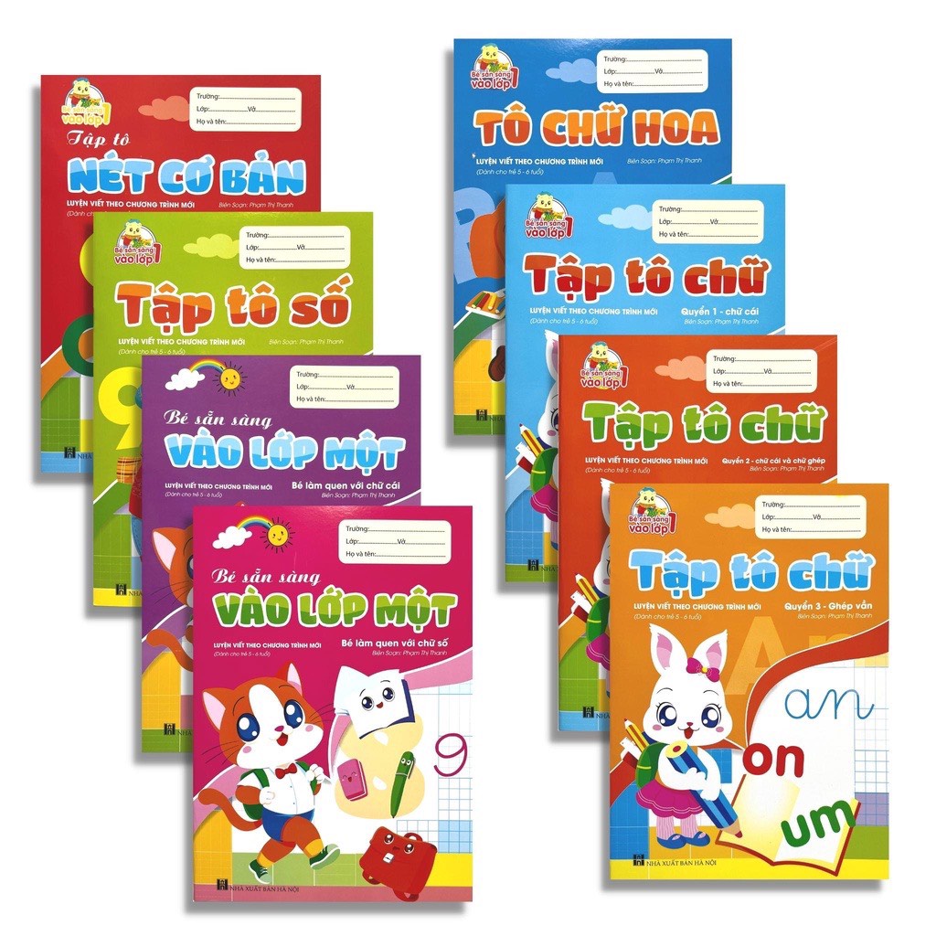 Dụng cụ học tập, bộ 8 Cuốn Dành Cho Trẻ Mầm Non Chuẩn Bị Vào Lớp 1