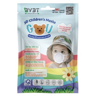 Combo 3 Khẩu Trang Gấu BV3T siêu cute chuyên dụng dành cho bé dưới 3 tuổi