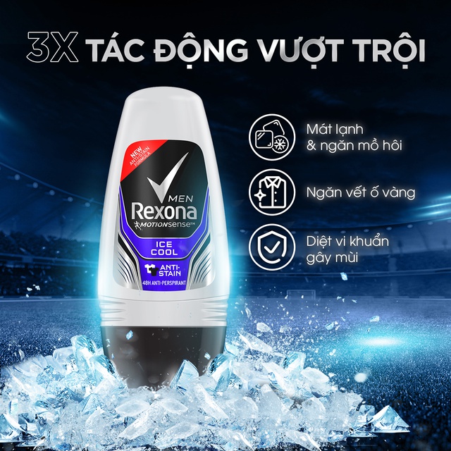 Lăn khử mùi Rexona Men 48h khô thoáng kháng khuẩn dành cho nam, 45ml