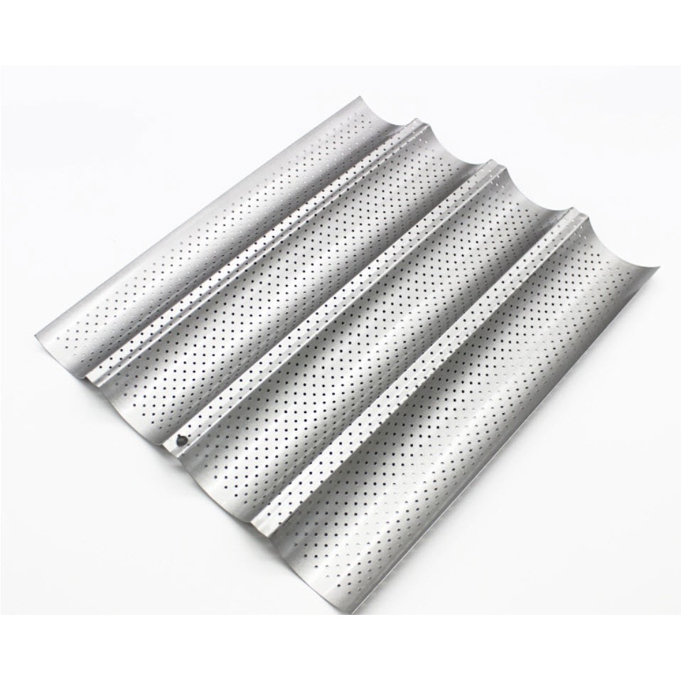 Khay thép carbon không dính dùng nướng bánh mì baguette 4 RÃNH