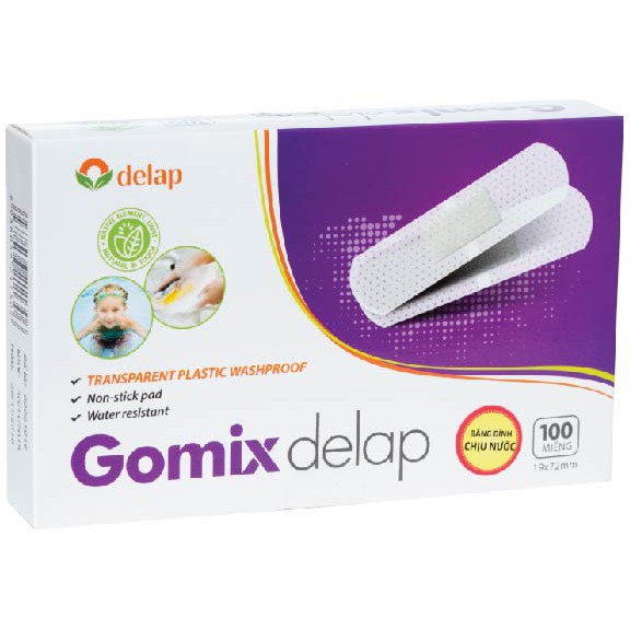 MIẾNG DÁN VẾT THƯƠNG CHỐNG NƯỚC GOMIX DELAP HỘP 100 MIẾNG