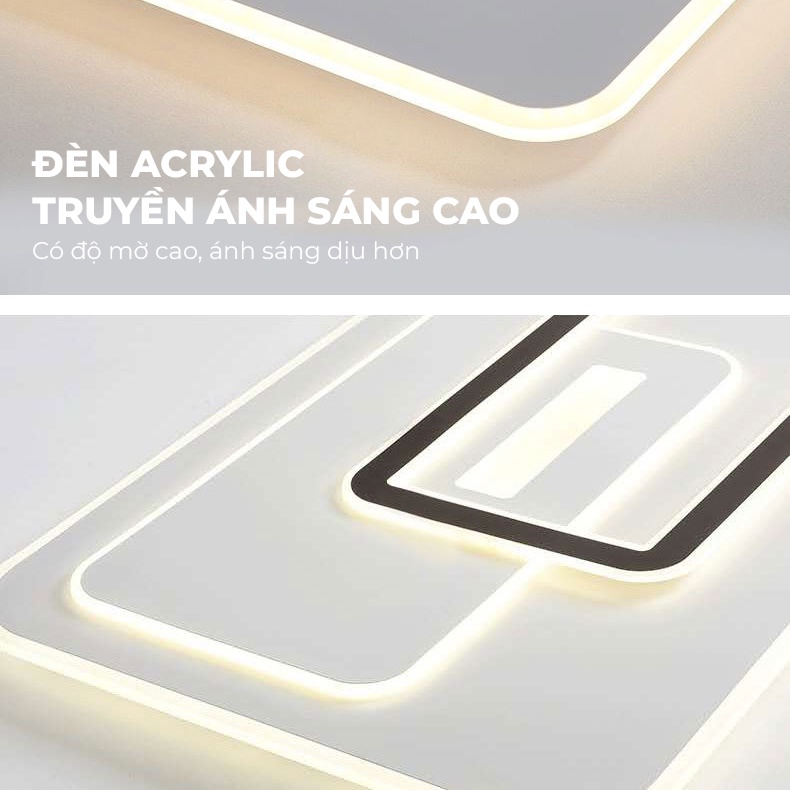 Đèn Ốp Trần Phòng Khách ATH LIGHTING Thiết Kế Hình Chữ Nhật Cao Cấp Với 3 Chế Độ Màu Tùy Chỉnh Bằng Remote
