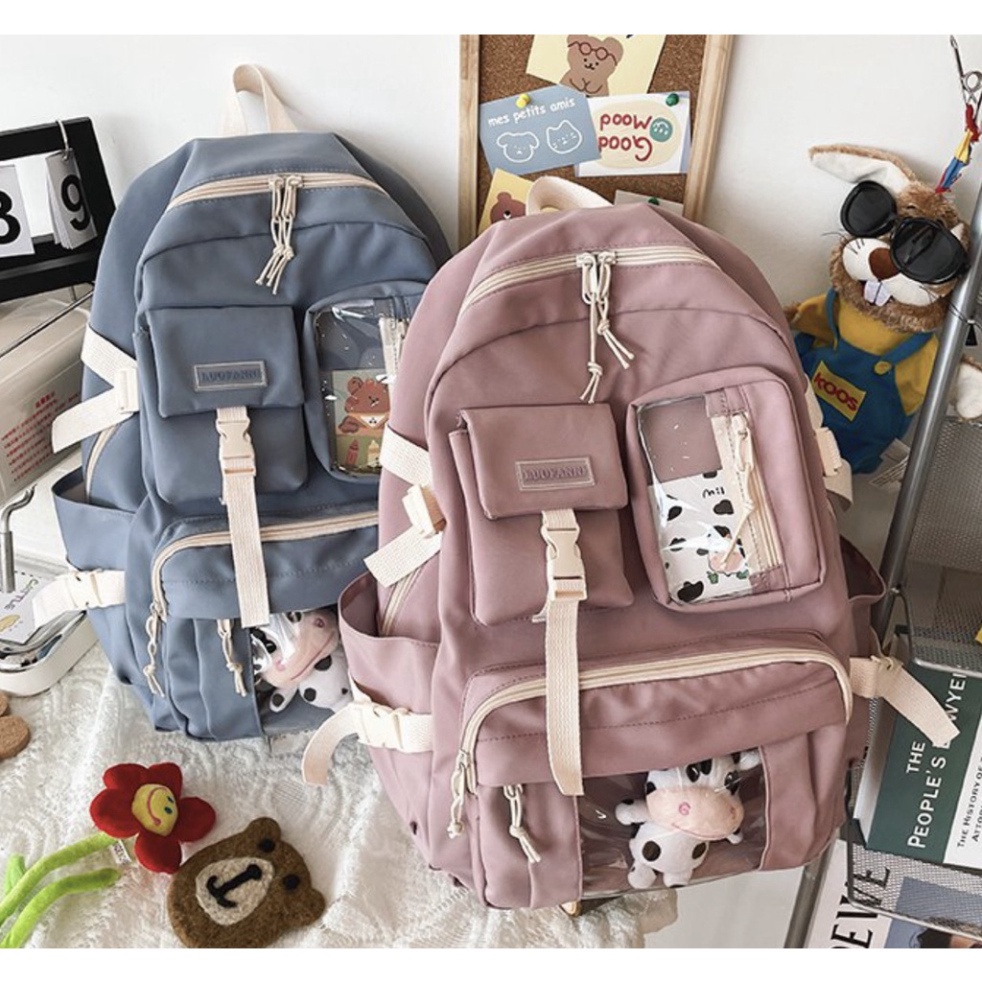 Balo cặp ulzzang basic nữ thời trang đi học đi chơi du lịch giá rẻ đựng vừa laptop canvas HỘP DƯỚI | thegioibalo