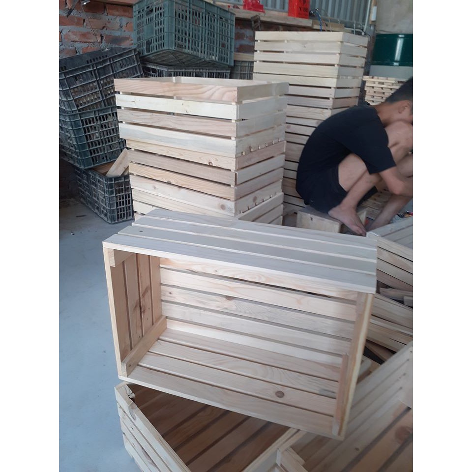 Box gỗ đa năng - Box trang trí - Hộp trang trí - Hộp pallet đa năng 35 x 45 x sâu 20cm - HPKTT 04