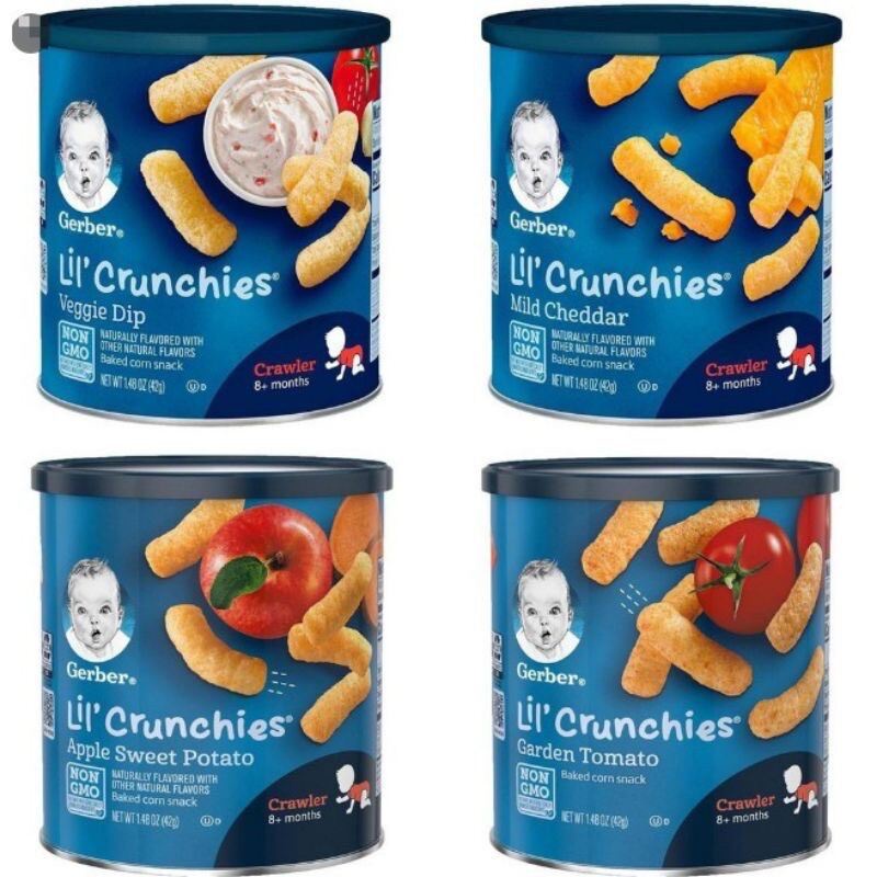 Bánh Gerber lùn Lil' Crunchies chuối dạng bánh xe cho bé từ 8 tháng tuổi ăn dặm