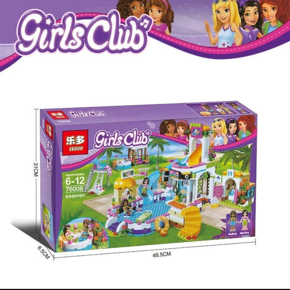 Tương thích với Lego Heart Lake Hồ bơi Bạn bè Cô gái Lắp ráp Khối xây dựng Frozen Disney Đồ chơi trẻ em