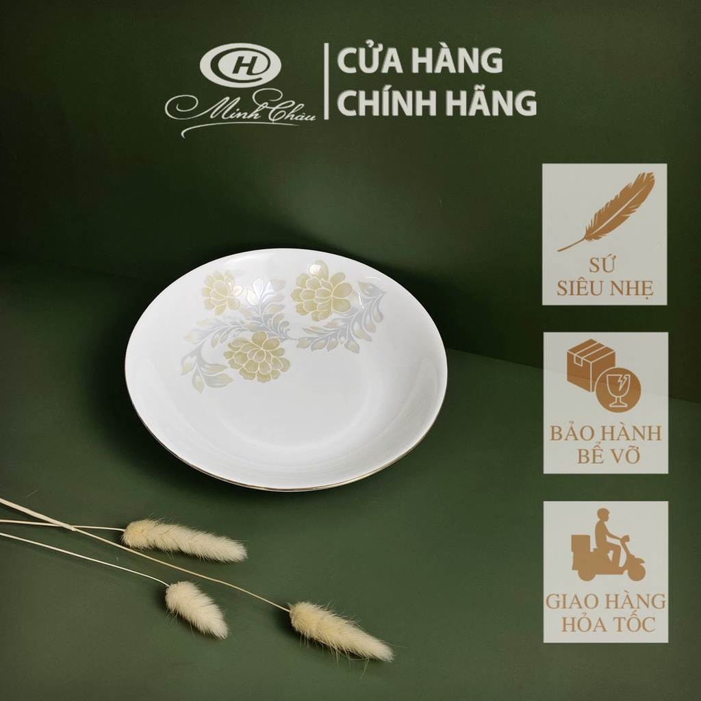 [Sứ Siêu Nhẹ] Đĩa Sâu Lòng Sứ Xương Hoa Cao Cấp - Sứ Minh Châu