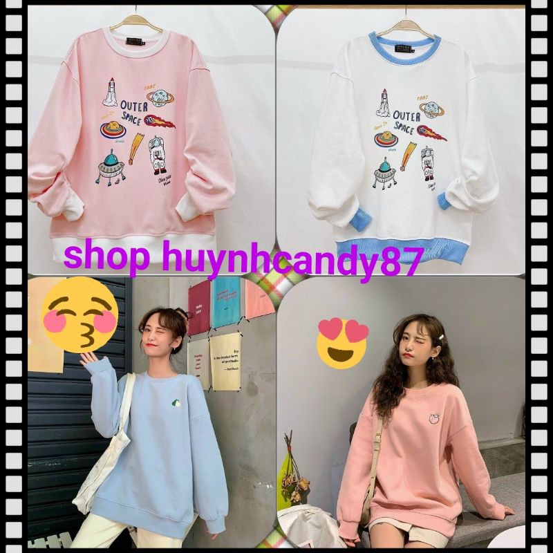 Áo sweater thêu hình trái cây và in hinh họa tiết phong cach Korea kèm video, ảnh thật