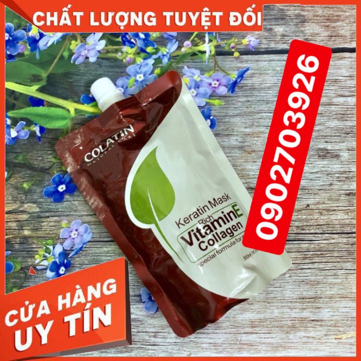 [CHÍNH HÃNG]  kem hấp dầu .kem ủ tóc COLLAGEN VITAMIN E COLATIN MASK - SIÊU MƯỢT TÓC TÚI 500ML. phục hồi hư tổn ,chống