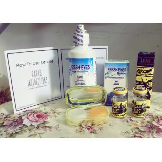 Combo contact lens Caras + nước ngâm + nhỏ mắt