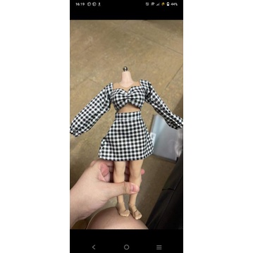 Set áo tay bồng kèm váy cho búp bê size ob11, ddf, 1/8 bjd, bru, baboliy, 5inch, 1/6 blythe, babies, xinji, animator