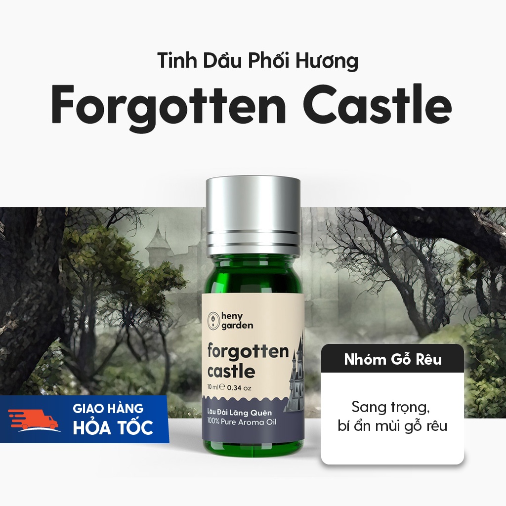 Tinh Dầu Phối Hương Forgotten Castle (Gỗ Rêu) Xông Thơm Phòng, Làm Nến Thơm Thiên Nhiên Heny Garden 10mL