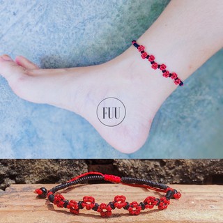 MẪU MỚI - HÌNH THẬT KÈM VIDEO - VÒNG CHÂN HOA ĐÀO ĐỎ ĐEN PHONG CÁCH COSPLAY PHONG CÁCH NHẬT BẢN
