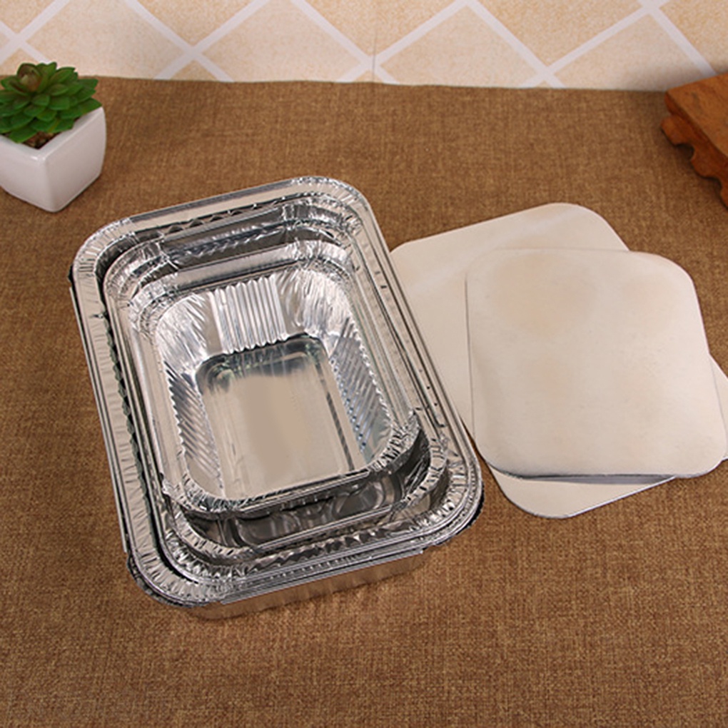 Set 10 Hộp Đựng Thức Ăn Bằng Lá Nhôm Hình Chữ Nhật Có Nắp Đậy Không Có Nắp Đậy Tiện Dụng