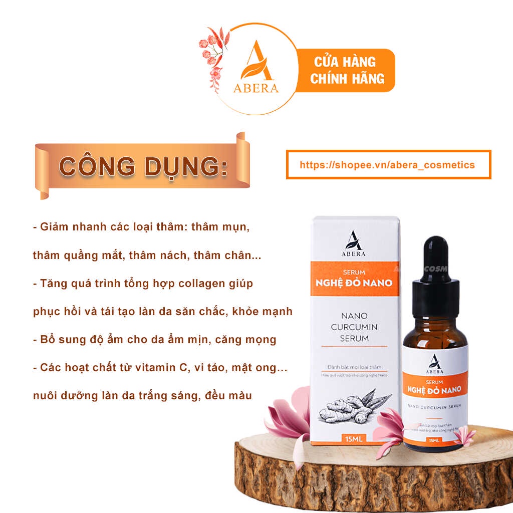 Combo 2 lọ serum giảm thâm mụn, thâm mắt, thâm nách, thâm vùng kín, thâm đầu gối và khuỷu tay, Serum Nghệ Đỏ Nano ABERA