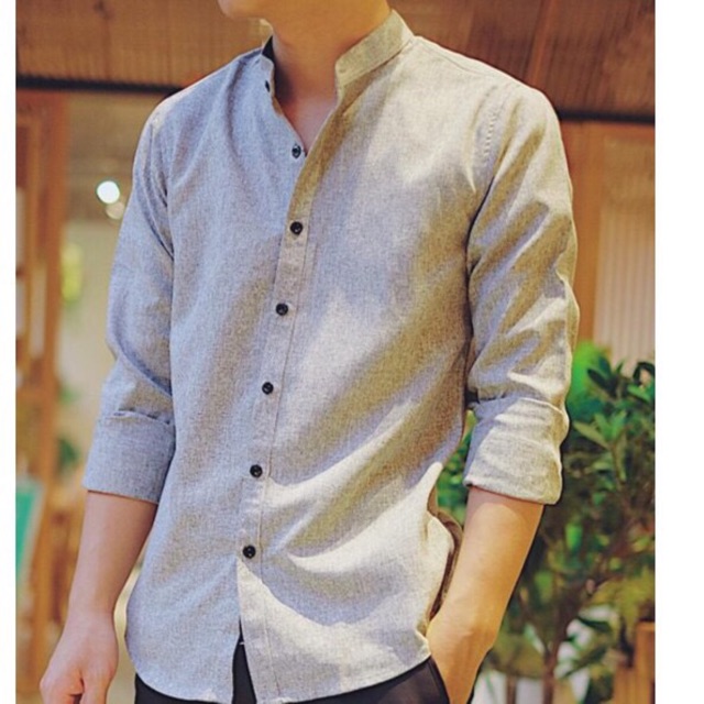 Áo sơ mi nam dài tay áo kiểu Đẹp công sở hàn quốc cổ Trụ F8888 Màu Xám Tiêu Sáng | BigBuy360 - bigbuy360.vn