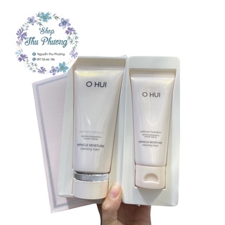set Sữa Rửa Mặt Dưỡng Ẩm Ohui Miracle Moisture Cleansing Foam Giúp Da Sáng Hồng Căng Mịn Tự Nhiên 200ml + 100ml