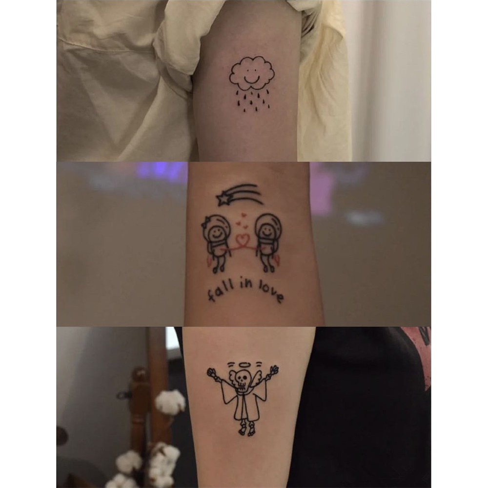 Bộ 45 miếng dán hình xăm tạm thời họa tiết chữ cái Tiếng Anh đơn giản thời trang chống thấm nước lâu trôi tiện lợi