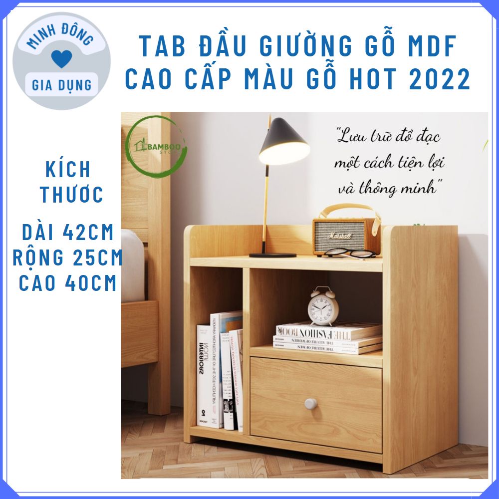 Tủ đầu giường cao cấp - Tab đầu giường DECOR - Tủ gỗ đầu giường có 1 ngăn kéo kích thước 42x25x40cm nhỏ gọn dễ lắp đặt