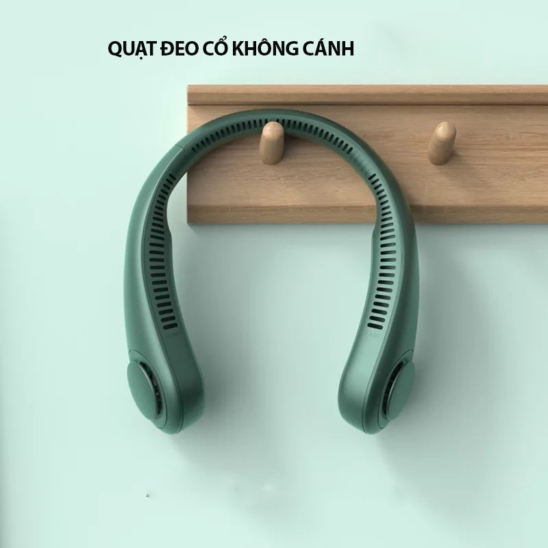 Quạt Đeo Cổ , Quạt Mini Tích Điện Đeo Cổ Thông Minh 3 Cấp Độ Gió Không Cánh Cần thiết cho các môn thể thao ngoài trời