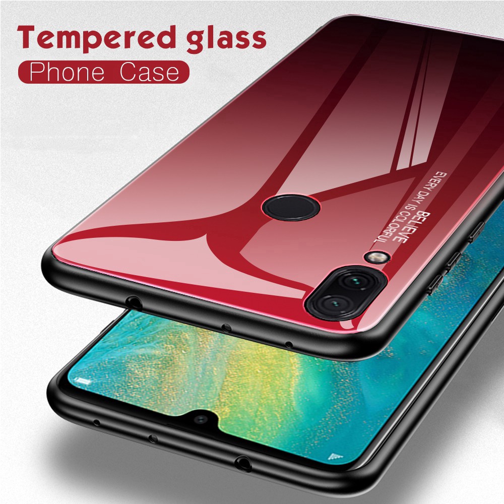 Ốp điện thoại kính cường lực màu gradient Xiaomi Redmi Note 7 6 5 Pro 5plus 6A