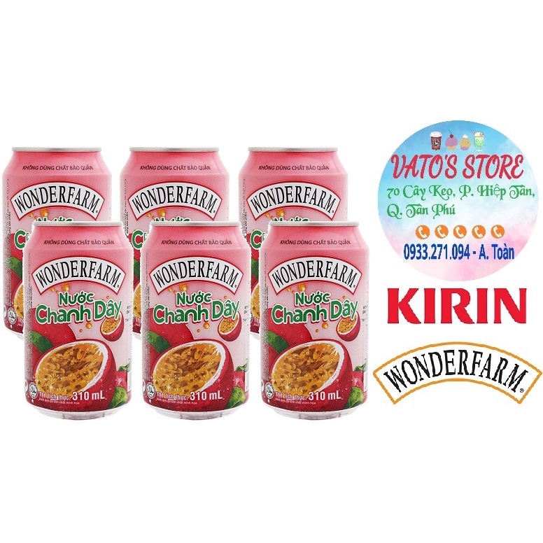Thùng 24 lon nước chanh dây WONDERFARM 310ml / Lốc 6 lon nước chanh dây WONDERFARM 310ml