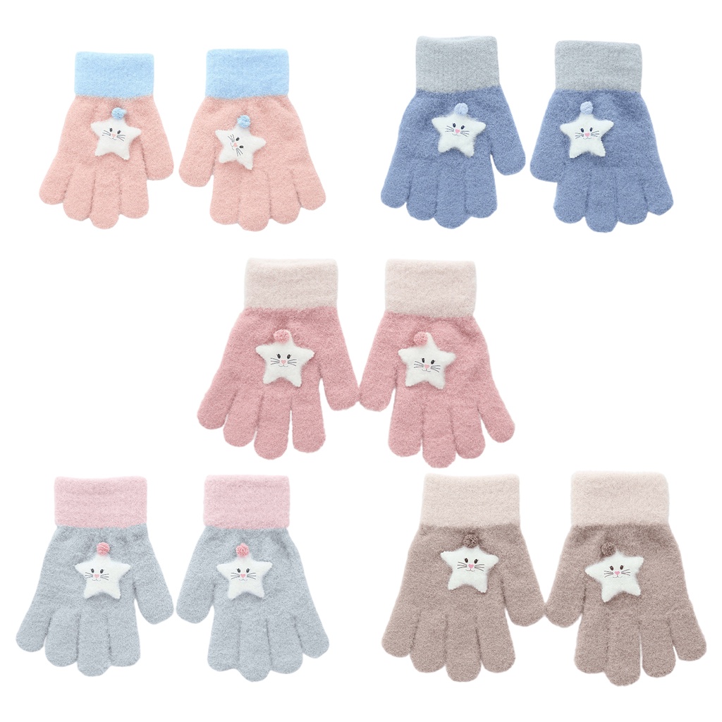 Găng tay dệt kim màu sắc ngọt ngào thời trang thu đông cho nữ