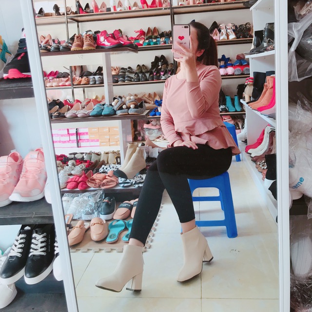 Bốt da sần gót 5p.