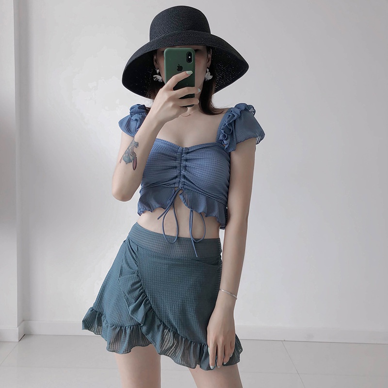 Bộ Đồ Bơi Dây Rút Xếp Ly Quyến Rũ Thời Trang Hè Cho Nữ