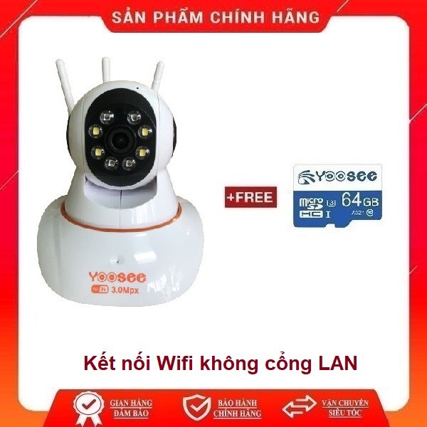 Camera Giám Sát Yoosee 3 Râu 3.0Mp 4 Đèn Led, 4 Đèn Hồng Ngoại Quay Đêm Có Màu