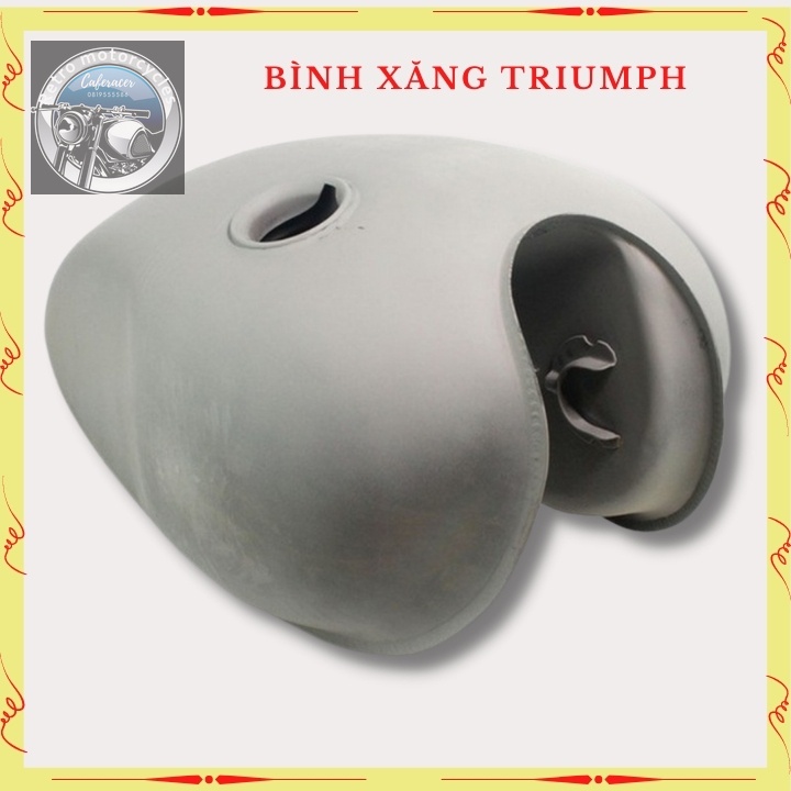 Bình xăng Trium, thùng xăng lớn độ xe Classic cafe racer , 67.. dung tích hơn 9 lít, bả sẵn matit, chỉ việc sơn