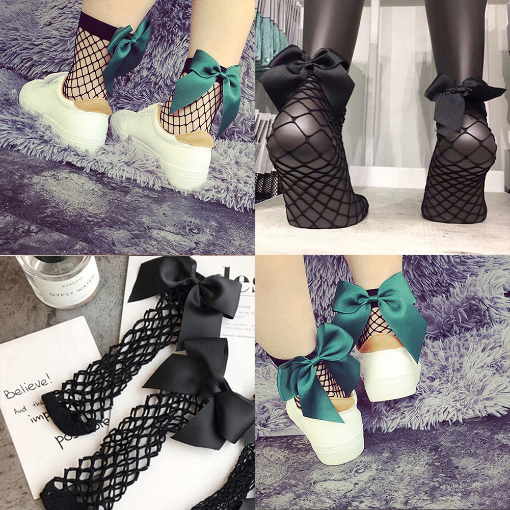 Vớ lưới đính nơ thời trang nữ tính