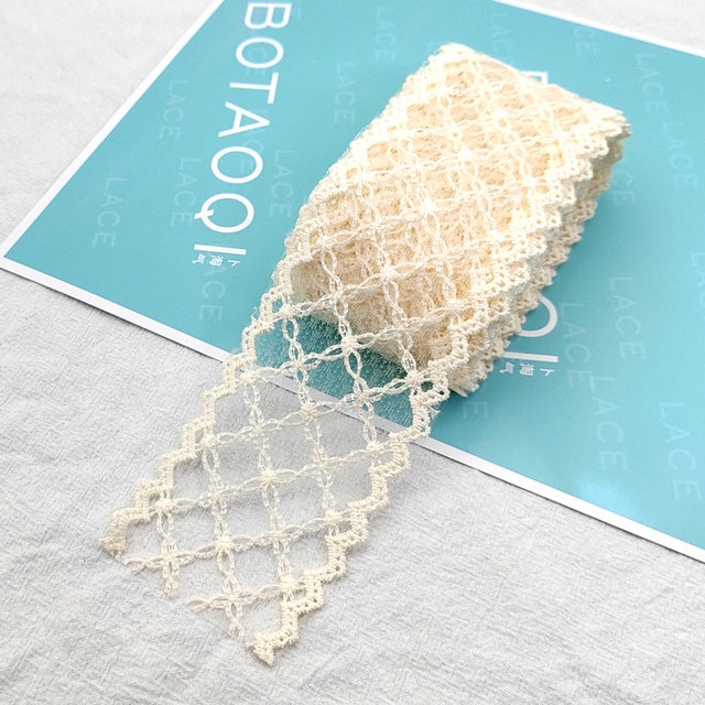 Cuộn Ren Màu Be Dài 1 Yard Dùng Thêu Thủ Công 6cm