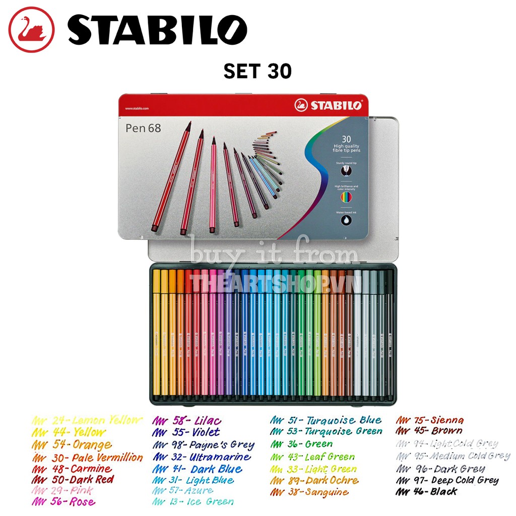 THEARTSHOP Bộ bút marker STABILO Pen 68 Marker Set 10/20/30/40 colours