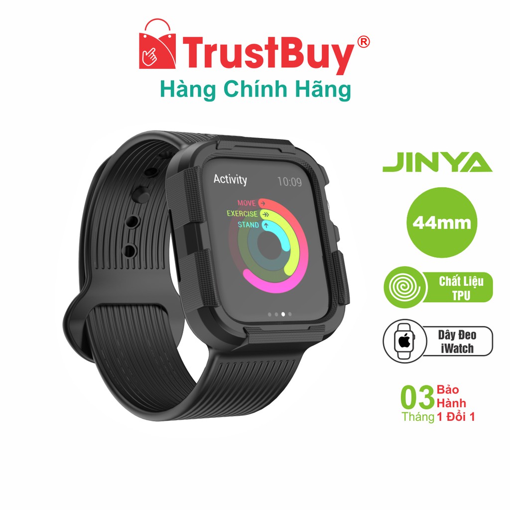 Dây Đeo Apple Watch 44mm Cao Cấp JINYA SPORTY SILICONE - JA4128 - Hàng Chính Hãng - Black