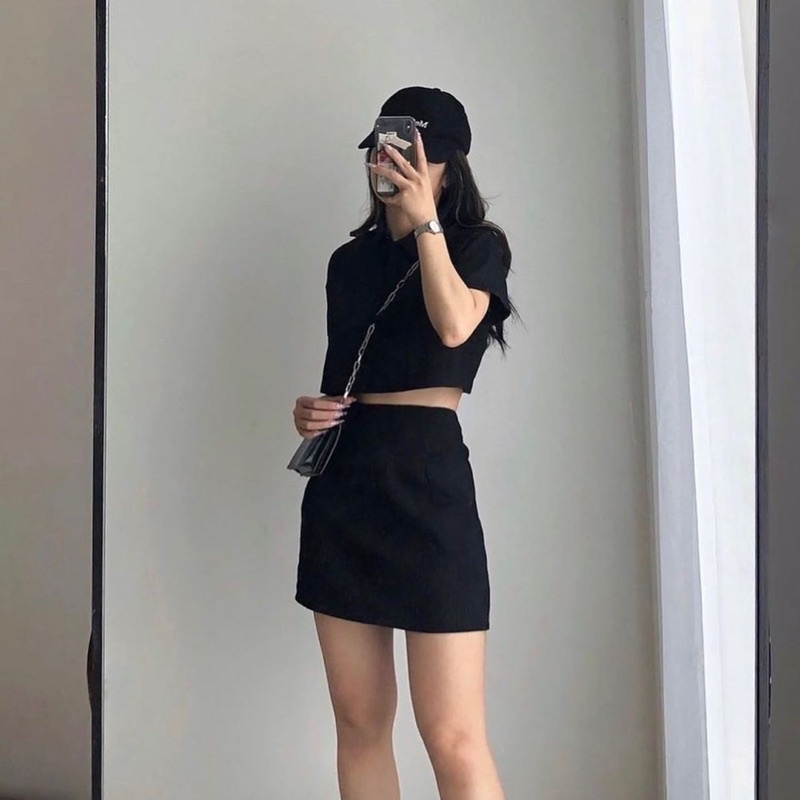 SET POLO CROPTOP XỐP + CHÂN VÁY