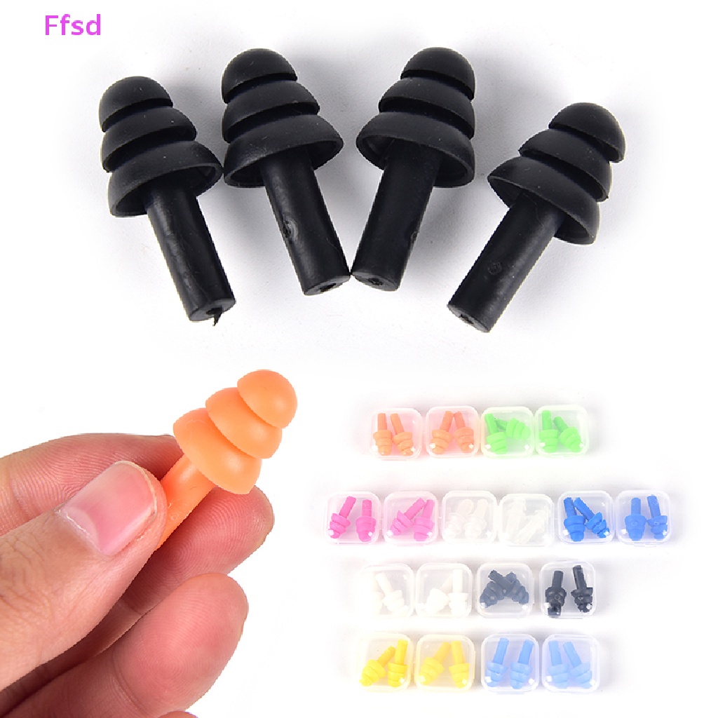 {Ffsd} Set 2 Cặp Nút Bịt Tai Bằng Silicon Mềm Bảo Vệ Tai Chống Ồn Kèm Hộp Đựng